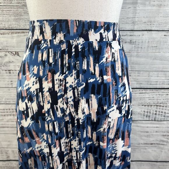 Jones Studio Skirt size Extra Small Long Blue Coral Slinky Stretch A Line Modest - Picture 6 of 11